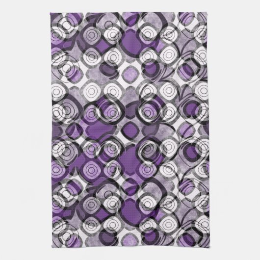 Linge De Cuisine Motif Abstrait pourpre, gris et cercle noir (Vertical)