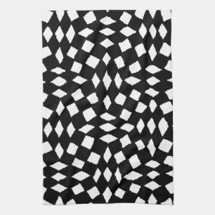Linge De Cuisine Motif Abstrait rétro noir blanc Checker