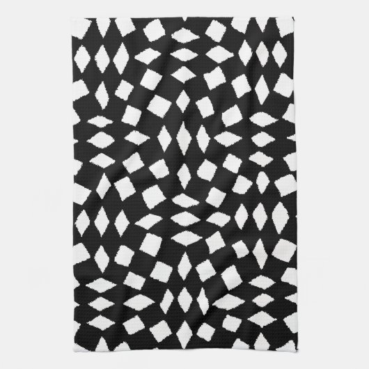 Linge De Cuisine Motif Abstrait rétro noir blanc Checker (Vertical)