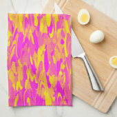Linge De Cuisine Motif Abstrait Rose Jaune Orange (Quart Plié)