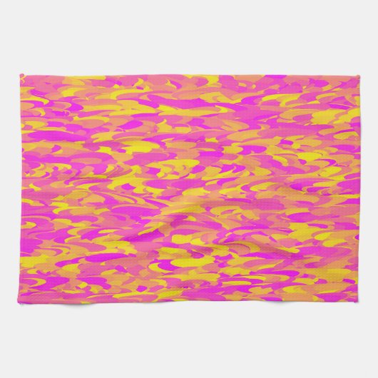 Linge De Cuisine Motif Abstrait Rose Jaune Orange (Horizontal)