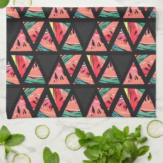 Linge De Cuisine Motif abstrait tiré par la main de pastèque (Plié)