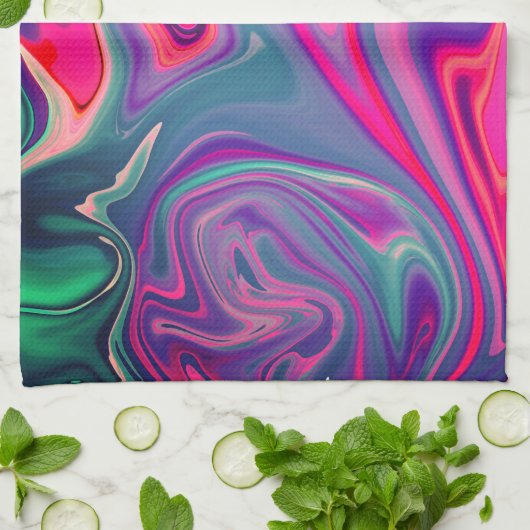 Linge De Cuisine Motif Abstrait vert bleu clair et tendance (Plié)