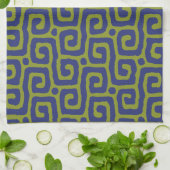 Linge De Cuisine Motif abstrait vert et bleu (Plié)