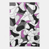 Linge De Cuisine Motif Abstrait - violet, gris, noir et blanc. (Vertical)