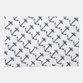 Linge De Cuisine Motif Ancre bleu marine (Horizontal)