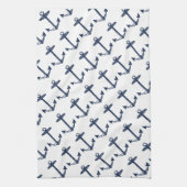 Linge De Cuisine Motif Ancre bleu marine (Vertical)
