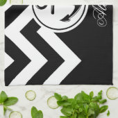 Linge De Cuisine Motif Ancre noir et blanc (Plié)