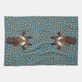 Linge De Cuisine Motif animal bleu de fourrure de girafes drôles (Horizontal)