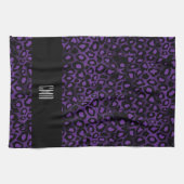 Linge De Cuisine Motif animal de léopard violet exotique | Monogram (Horizontal)