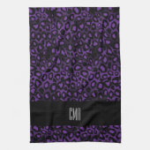 Linge De Cuisine Motif animal de léopard violet exotique | Monogram (Vertical)
