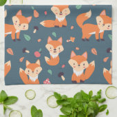 Linge De Cuisine Motif animal du renard orange (Plié)