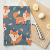 Linge De Cuisine Motif animal du renard orange (Quart Plié)