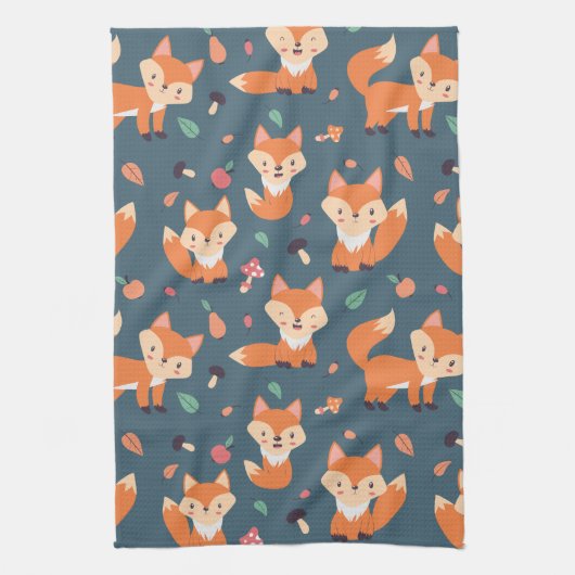 Linge De Cuisine Motif animal du renard orange (Vertical)