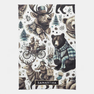 Linge De Cuisine Motif Animaux d'hiver vintages