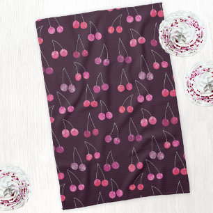 Linge De Cuisine Motif aquarelle Cerise Noire