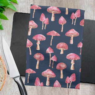 Linge De Cuisine Motif aquarelle champignon bleu