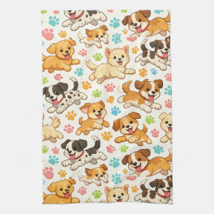 Linge De Cuisine Motif aquarelle de chiot adorable (3)