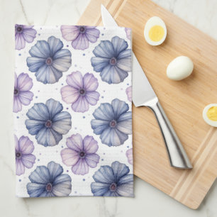 Linge De Cuisine Motif aquarelle floral lavande et bleu