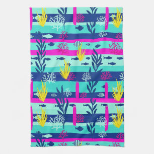 Linge De Cuisine Motif aquarelle nautique rétro (5)