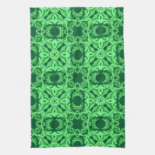 Linge De Cuisine Motif Arabesque Orné - Emerald Green Kitchen T
