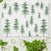 Linge De Cuisine Motif Arbre de pins aquarelle (Plié)