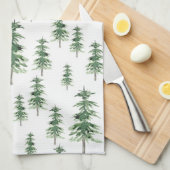 Linge De Cuisine Motif Arbre de pins aquarelle (Quart Plié)