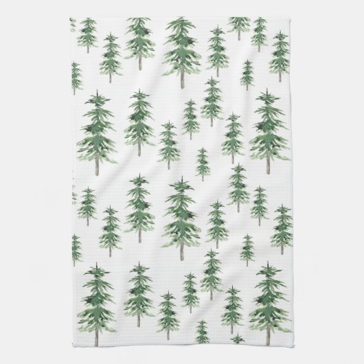 Linge De Cuisine Motif Arbre de pins aquarelle (Vertical)