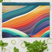 Linge De Cuisine Motif arc-en-ciel des vagues de l'océan Abstrait (Plié)