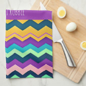 Linge De Cuisine Motif arc-en-ciel Zig zagging pastel (Quart Plié)