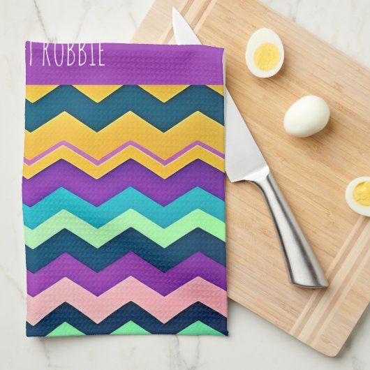 Linge De Cuisine Motif arc-en-ciel Zig zagging pastel (Quart Plié)