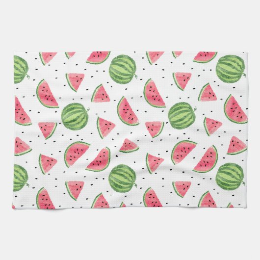 Linge De Cuisine Motif au néon de pastèques d'aquarelle (Horizontal)