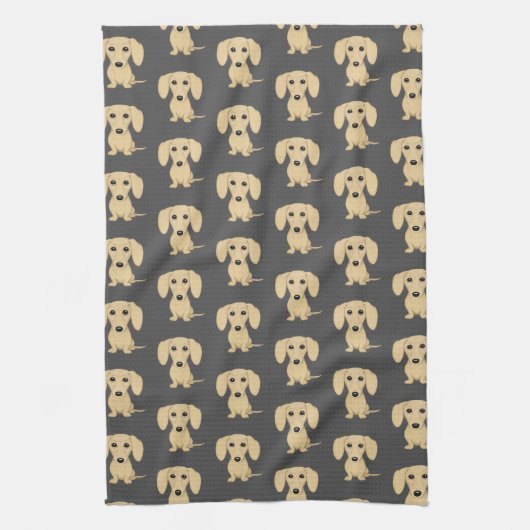 Linge De Cuisine Motif aux cheveux courts crème de teckel (Vertical)