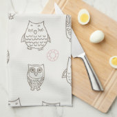 Linge De Cuisine Motif avec des hiboux (Quart Plié)