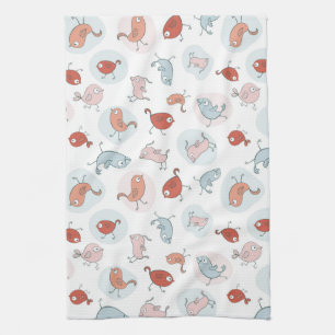 Linge De Cuisine motif avec des oiseaux de bande dessinée