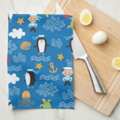 Linge De Cuisine motif avec le thème de mer (Quart Plié)