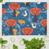 Linge De Cuisine motif avec les chats et les oiseaux mignons (Plié)