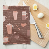 Linge De Cuisine Motif avec les éléments relatifs de café (Quart Plié)