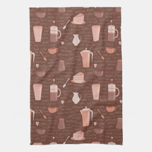 Linge De Cuisine Motif avec les éléments relatifs de café