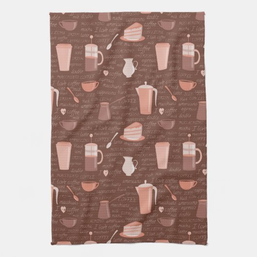 Linge De Cuisine Motif avec les éléments relatifs de café (Vertical)