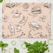 Linge De Cuisine Motif avec nourriture (Plié)