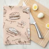 Linge De Cuisine Motif avec nourriture (Quart Plié)