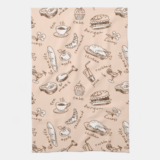 Linge De Cuisine Motif avec nourriture (Vertical)