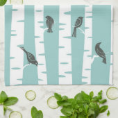 Linge De Cuisine Motif avec oiseaux et arbres (Plié)