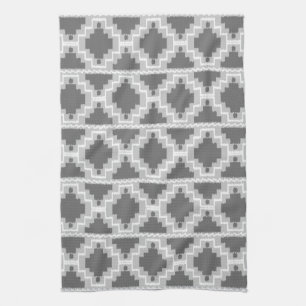 Linge De Cuisine Motif Aztec Ikat - Gris foncé et clair