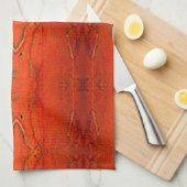 Linge De Cuisine Motif aztèque orange (Quart Plié)