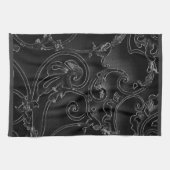 Linge De Cuisine Motif baroque gothique noir de remous (Horizontal)