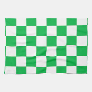 Linge De Cuisine Motif blanc À damiers blanc vert
