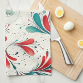 Linge De Cuisine Motif blanc et blanc blanc et  blanc (2) (Quart Plié)
