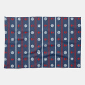 Linge De Cuisine Motif blanc et bleu rouge d'océan (Horizontal)